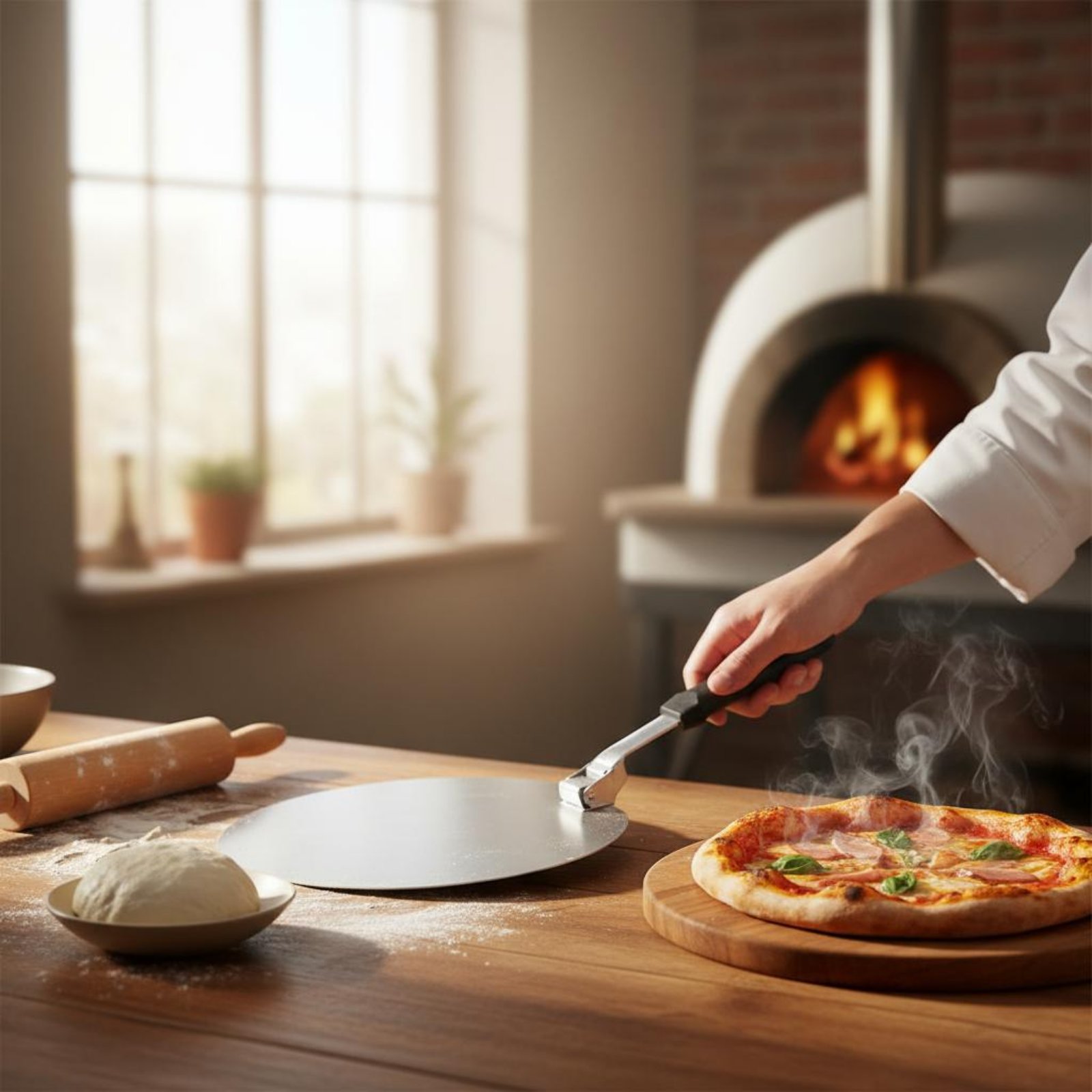 Home Cooking Utensils - Zusammenklappbare Pizzaschaufel, leicht zu reinigen, runder