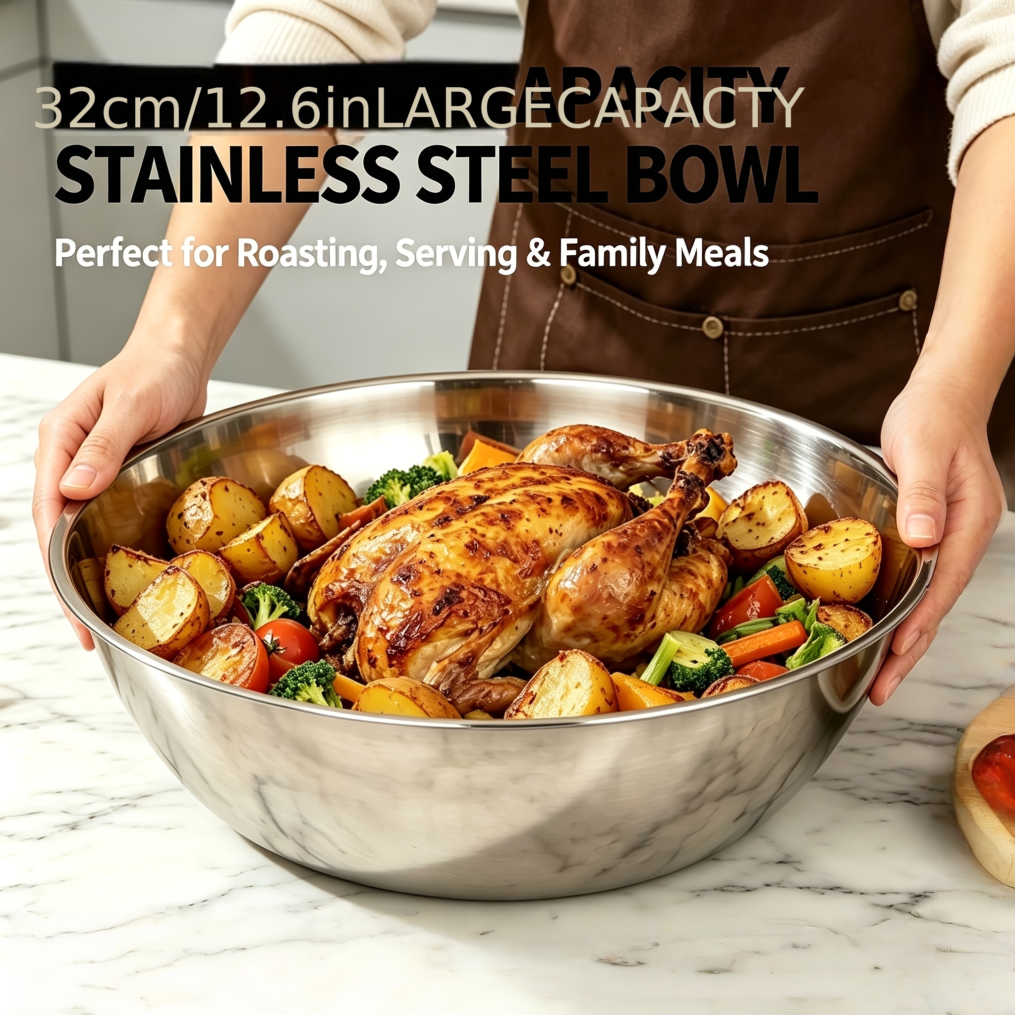 Home Cooking Utensils - 1 Stück, 32 cm Edelstahl-Rührschüssel, großes