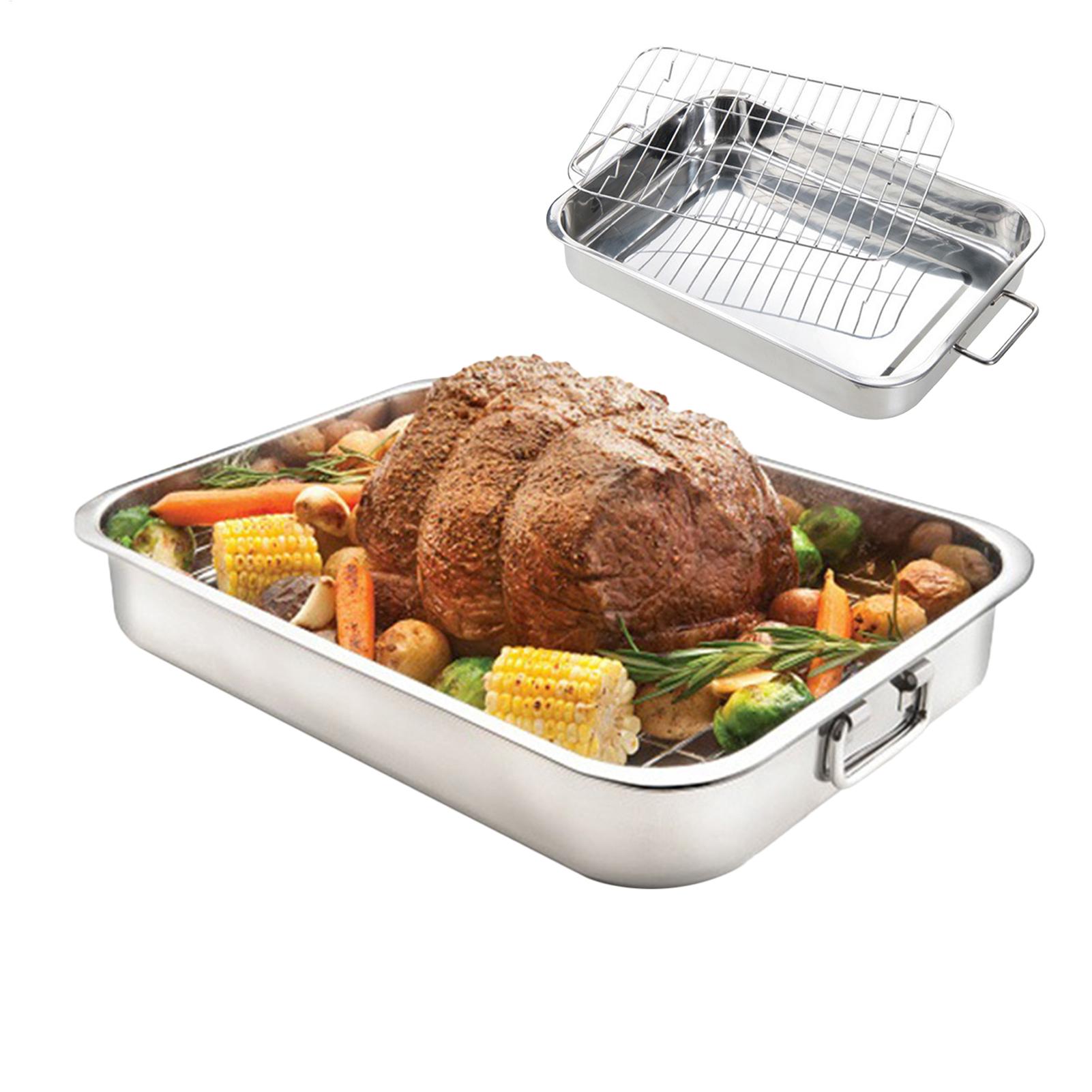 Home Cooking Utensils - 42cm Bratpfanne mit Rost Edelstahl Rechteckige