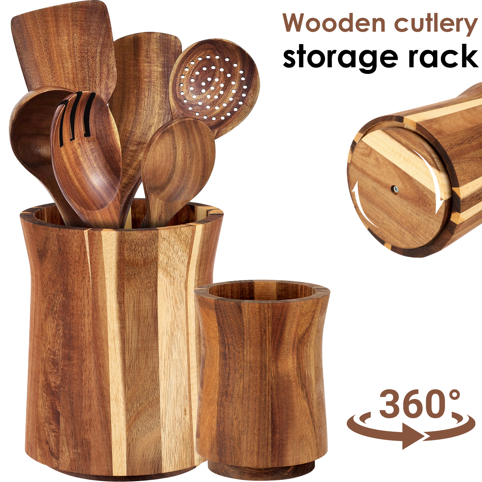 Home Cooking Services - 360 ° Drehbarer Utensilienhalter aus Holz,