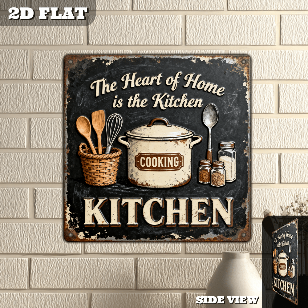 Home Cooking Utensils - Vintage-Schild für Küchen- und Wanddekoration aus