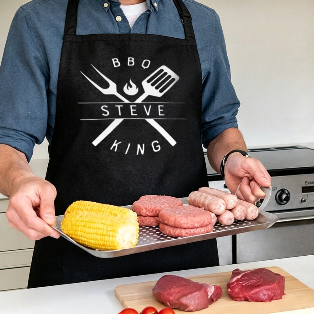 Home Cooking Chef - Personalisierte Schürze „König des BBQ“ –