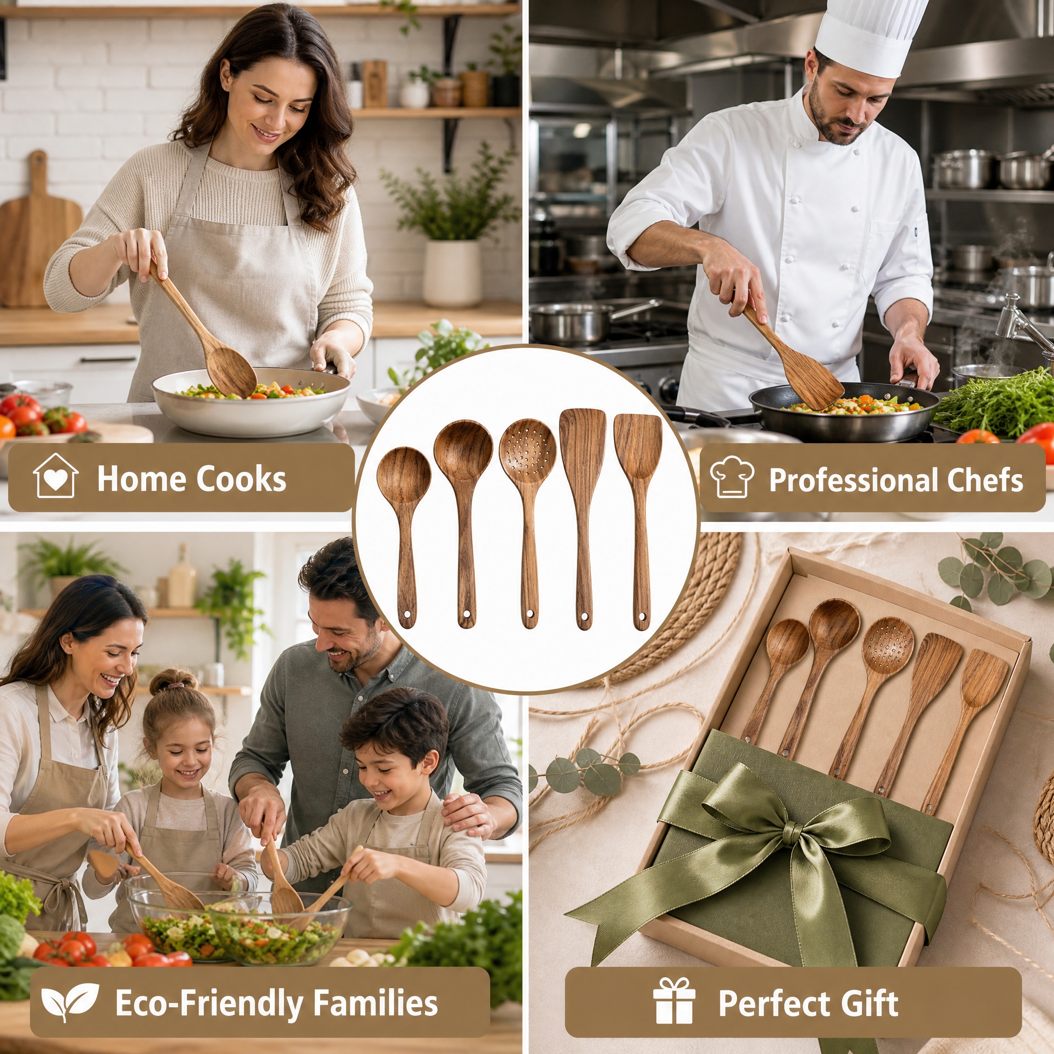 5-teiliges Holz-Küchenutensili – Home Cooking Utensils Bewertung und Preis