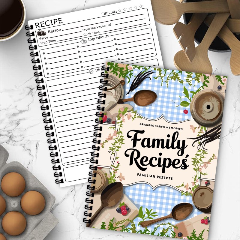 A5-Rezeptbuch, blaues Raster,  – Home Cooking Book Bewertung und Preis